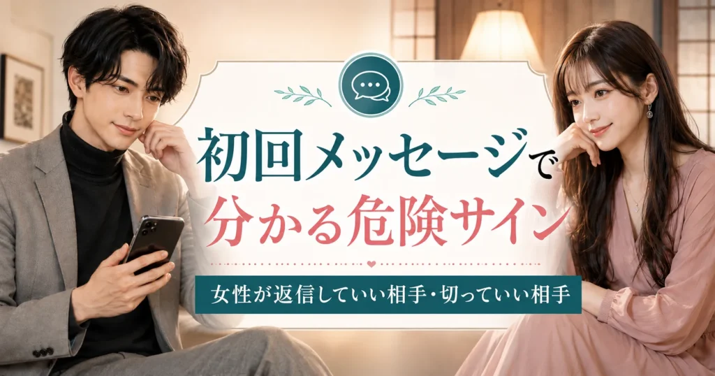 初回メッセージで分かる危険サインをもとに、女性が返信していい相手と切っていい相手を判断するイメージ画像