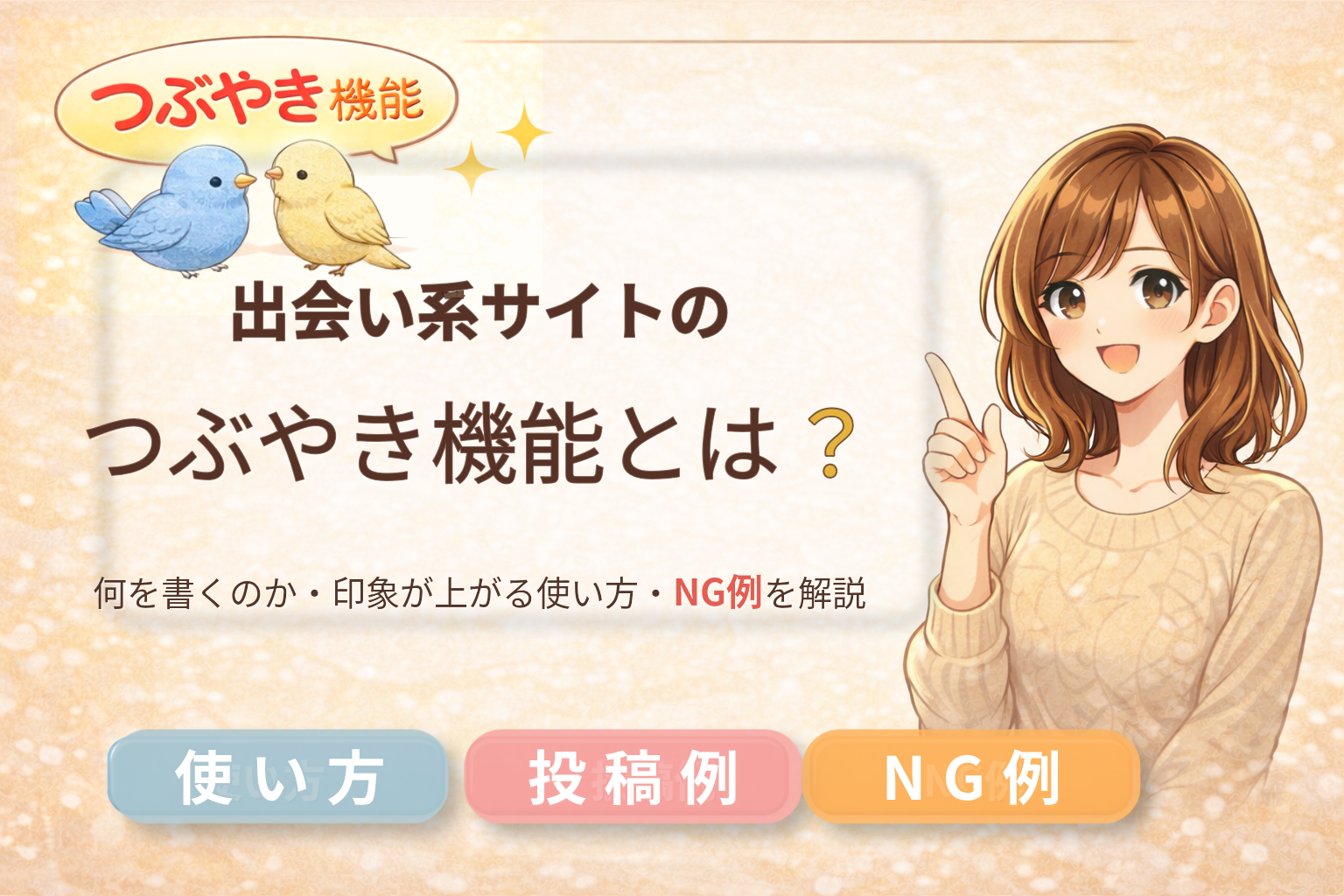 出会い系サイトのつぶやき機能の使い方を解説するアイキャッチ画像